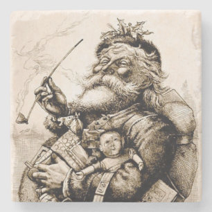 Merry Old Santa Claus Stone Coaster