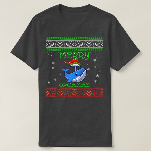 Merry orcamas Ugly Christmas Sweater orca orcaman  (Design Front)