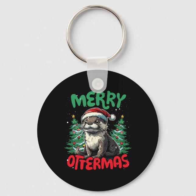 Merry Ottermas Funny Christmas Duck Lover  Key Ring (Front)
