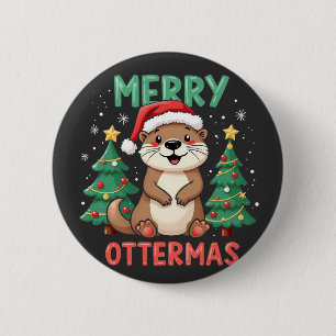 Merry Ottermas Funny Otter Animal Christmas Lovers 6 Cm Round Badge