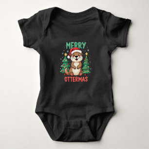 Merry Ottermas Funny Otter Animal Christmas Lovers Baby Bodysuit