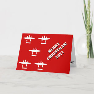 Merry P-38 Christmas 2021 Red and White Card