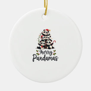 Merry Pandamas Pun Panda Christmas (2) Ceramic Ornament