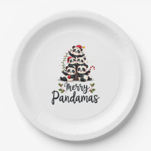 Merry Pandamas Pun Panda Christmas (2) Paper Plate