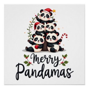 Merry Pandamas Pun Panda Christmas (2) Poster