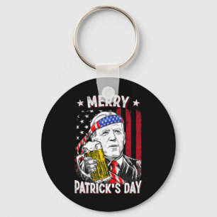 Merry Patricks Day For 4th Of July Funny Biden Dri Key Ring