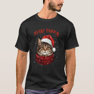Merry Pawmas Funny Santa Cat Christmas for Kitten  T-Shirt