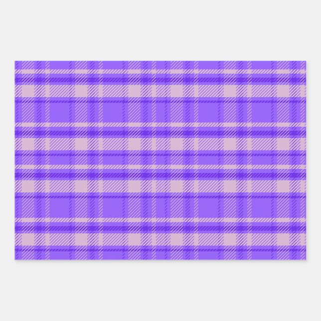 Merry Peri Plaid Bold Holiday  Wrapping Paper Sheet (Front 3)