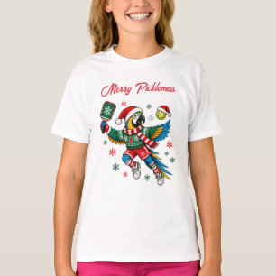 Merry Picklemas Cute Christmas Parrot Kids Custom T-Shirt