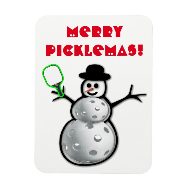 Merry Picklemas Snowman Magnet (Vertical)