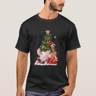 Merry Pig Christmas Pink Pigs Reindeer Hat Xmas Tr T-Shirt
