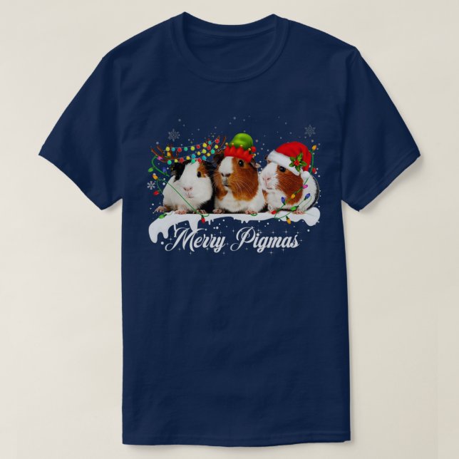 Merry Pigmas 2022 Funny Christmas Tree Xmas light  T-Shirt (Design Front)
