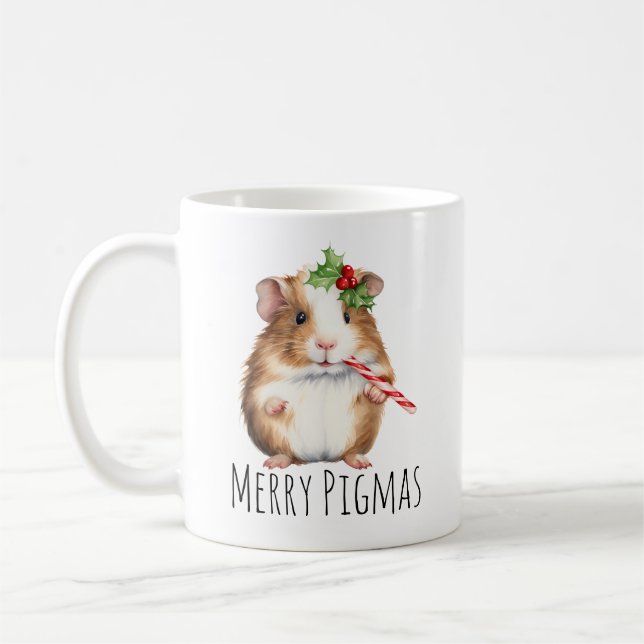 Merry Pigmas Christmas Guinea Pig Coffee Mug (Left)