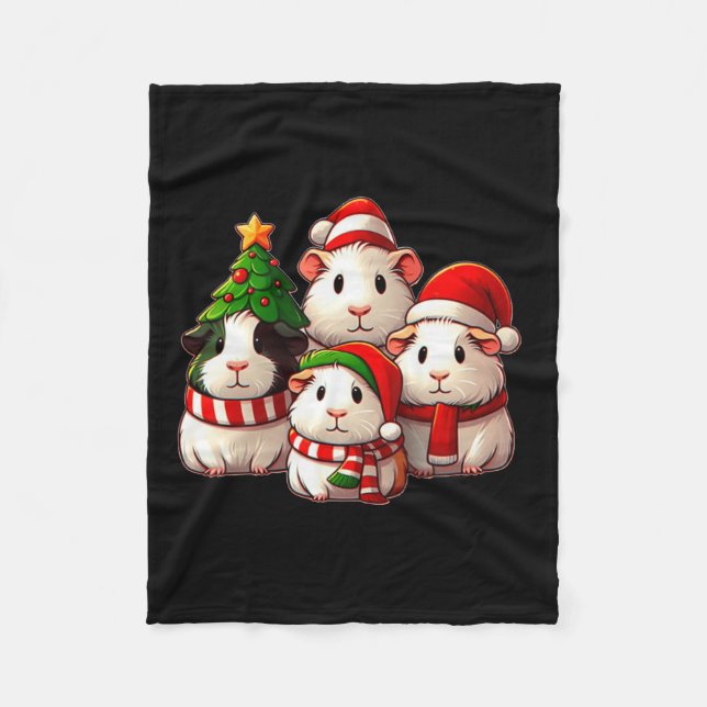 Merry Pigmas Christmas Guinea Pig Farm Animal Wome Fleece Blanket (Front)
