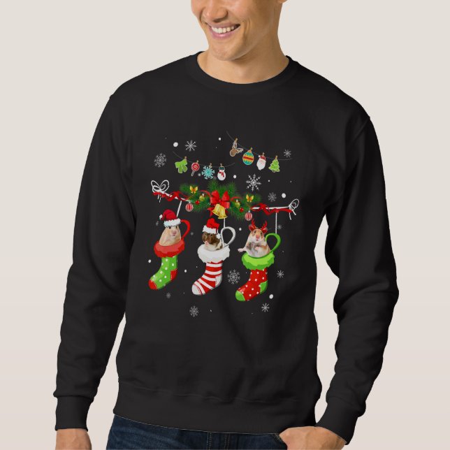 Merry Pigmas  Christmas Socks Guinea Pig Santa Xma Sweatshirt (Front)