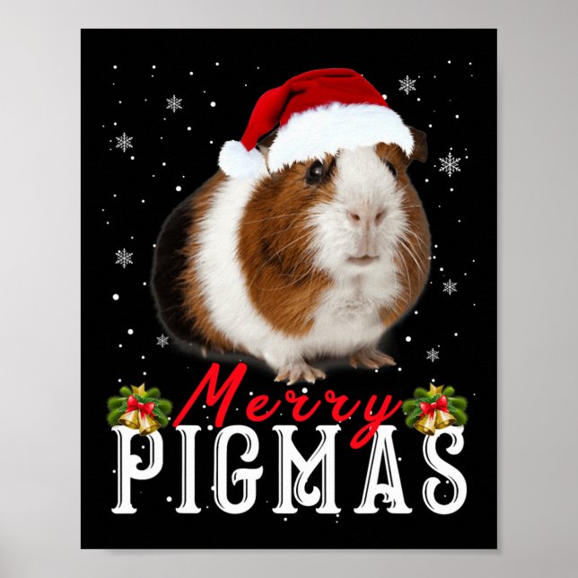 Merry Pigmas Face Mask Fun Guinea Pig Christmas Sa Poster (Front)