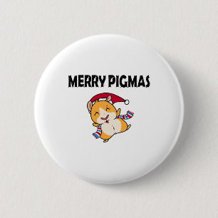 Merry Pigmas Face Mask Funny Guinea Pig Christmas  6 Cm Round Badge