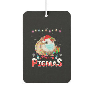 Merry Pigmas Face Mask Funny Guinea Pig Christmas Car Air Freshener