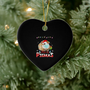 Merry Pigmas Face Mask Funny Guinea Pig Christmas Ceramic Ornament