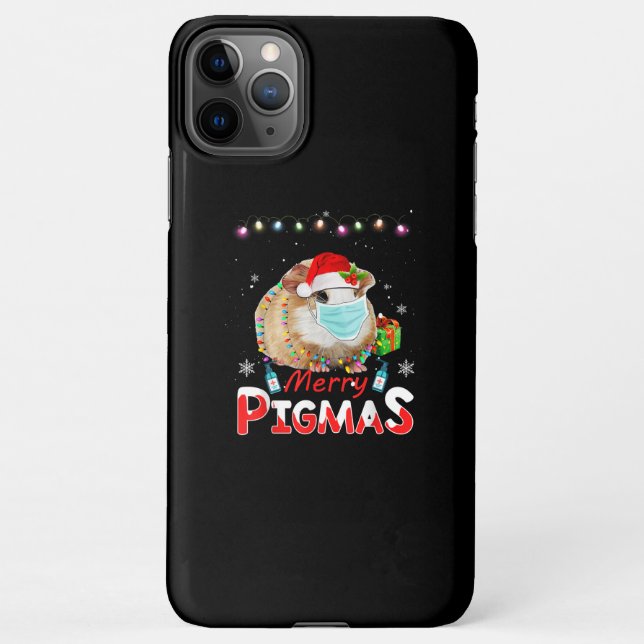 Merry Pigmas Face Mask Funny Guinea Pig Christmas iPhone Case (Back)