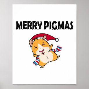 Merry Pigmas Face Mask Funny Guinea Pig Christmas  Poster