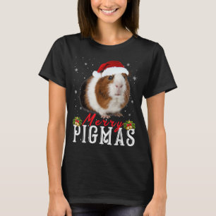Merry Pigmas Face Mask Funny Guinea Pig Christmas  T-Shirt