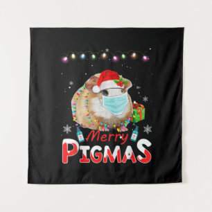 Merry Pigmas Face Mask Funny Guinea Pig Christmas Tapestry