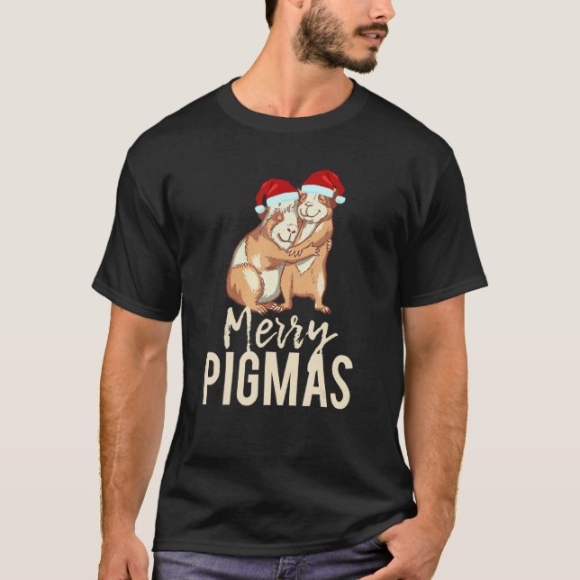 Merry Pigmas Face Mask Guinea Pig Xmas Aanta Guine T-Shirt (Front)