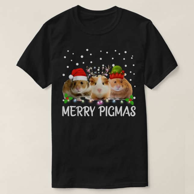Merry Pigmas Funny Guinea Pig Christmas Santa  T-Shirt (Design Front)