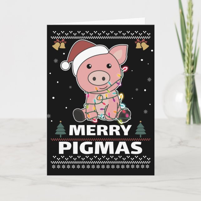 Merry Pigmas Funny Pig Christmas Pun Card (Front)