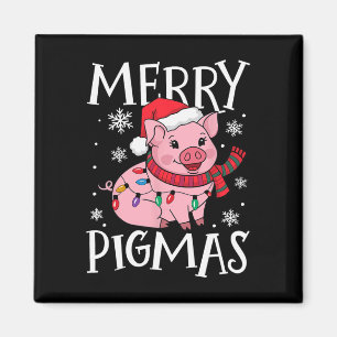 Merry Pigmas Funny Pig Christmas Santa Pig Xmas Fa Magnet