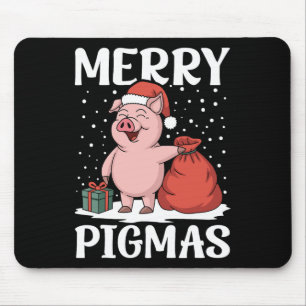 Merry Pigmas Funny Pig Christmas Santa Pig Xmas Fa Mouse Pad