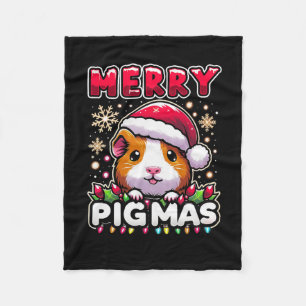 Merry Pigmas Funny Xmas Christmas Guinea Pig Lover Fleece Blanket