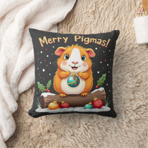 Merry Pigmas Guinea Pig Christmas Santa  Cushion