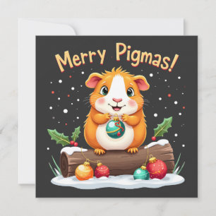 Merry Pigmas Guinea Pig Christmas Santa Invitation
