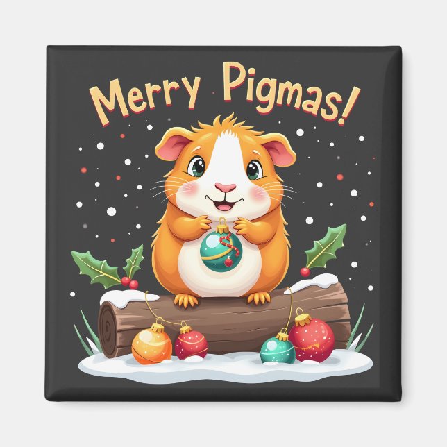 Merry Pigmas Guinea Pig Christmas Santa  Magnet (Front)