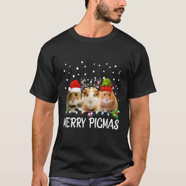 Merry Pigmas  Guinea Pig Christmas Santa T-Shirt (Front)