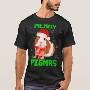 Merry Pigmas Guinea Pig Santa Hat Light In Snow Ch T-Shirt