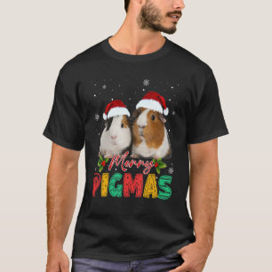Merry Pigmas Guinea Pig with Santa Hat Xmas Christ T-Shirt