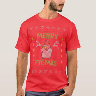 Merry Pigmas Santa Hat Guinea Pig Ugly Xmas Sweate T-Shirt