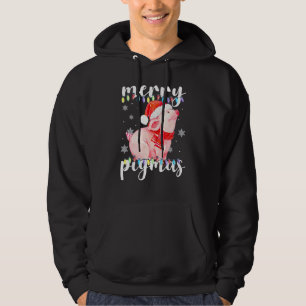 Merry Pigmas Santa Pig Christmas Lights Pig Lover Hoodie