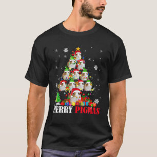 Merry Pigmas Xmas Light Santa Elf Guinea Pig Chris T-Shirt