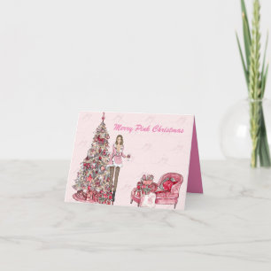 Merry Pink Christmas Holiday Card