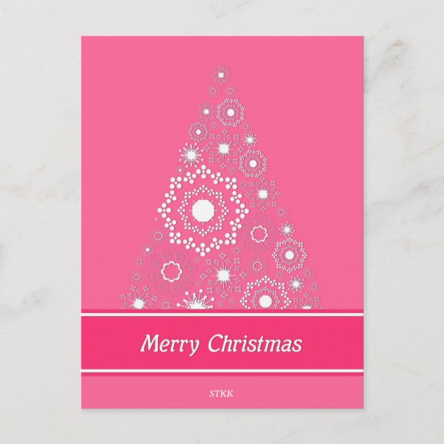 Merry Pink Christmas Postcard (Front)