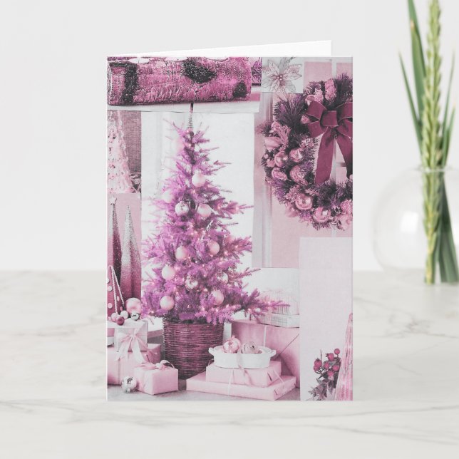 Merry Pinkmas 5" x 7" Folded Holiday Card (Front)