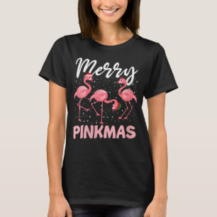 Merry Pinkmas Cute Pink Christmas Flamingo T-Shirt
