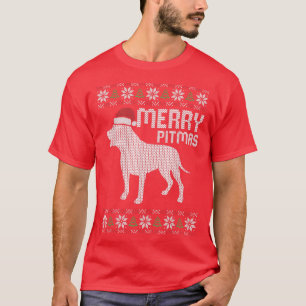 Merry Pitbull Pitmas Christmas Dog Puppy Ugly XMas T-Shirt