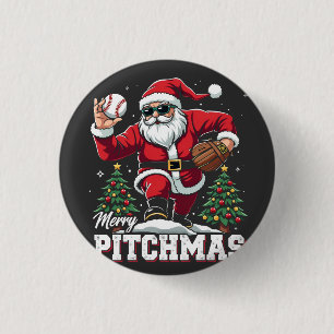 Merry Pitchmas Christmas Santa Baseball Lover 3 Cm Round Badge