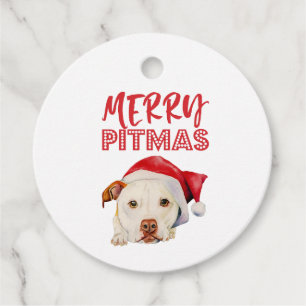 Merry Pitmas Cute Santa Dog Christmas Favour Tags