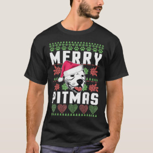 Merry Pitmas Dog Lover Pitbull Christmas T-Shirt